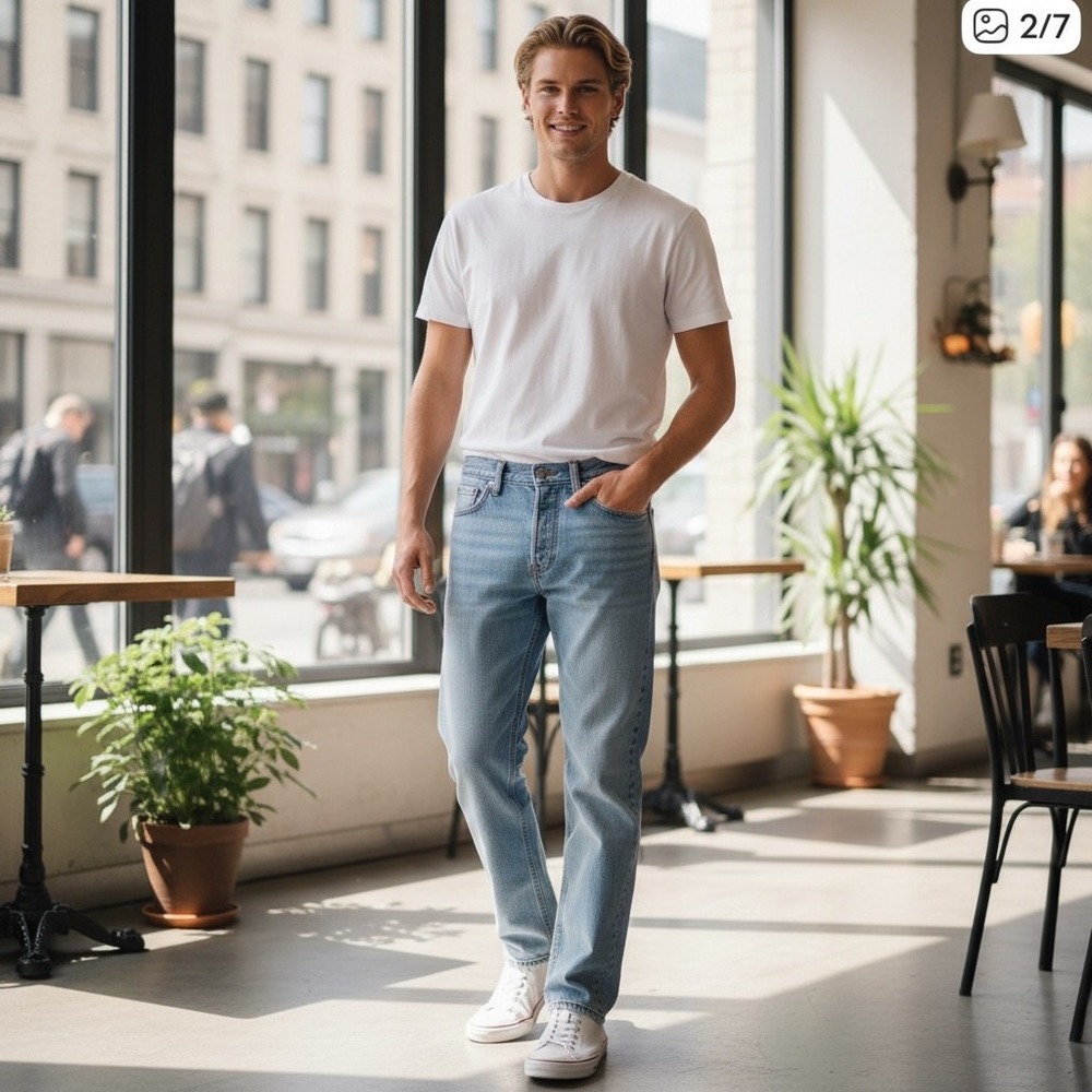 Levis 505 Regular Fit Light Wash Straight Leg Denim Jeans Mens 36x30 Blue